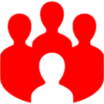 Red human icons on white background